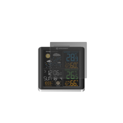 BresserClimaTemp Digital mit aufgebrachtem dipos Displayschutz, der seitliche Einblicke blockiert