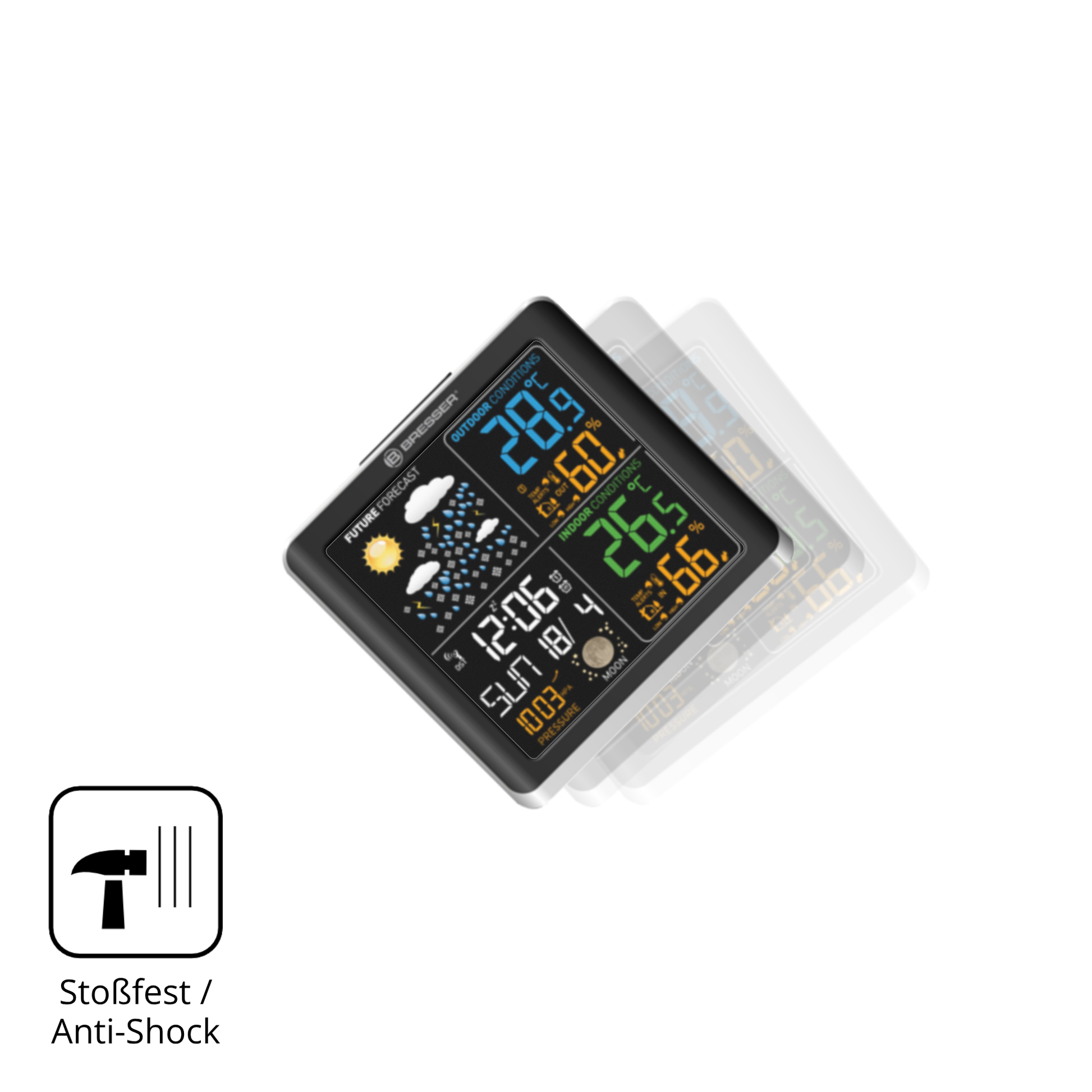 Schutz gegen Kratzer auf dem Bresser ClimaTemp Digital Glas durch Schlüssel, Stöße gegen die Tischkante oder Stürze