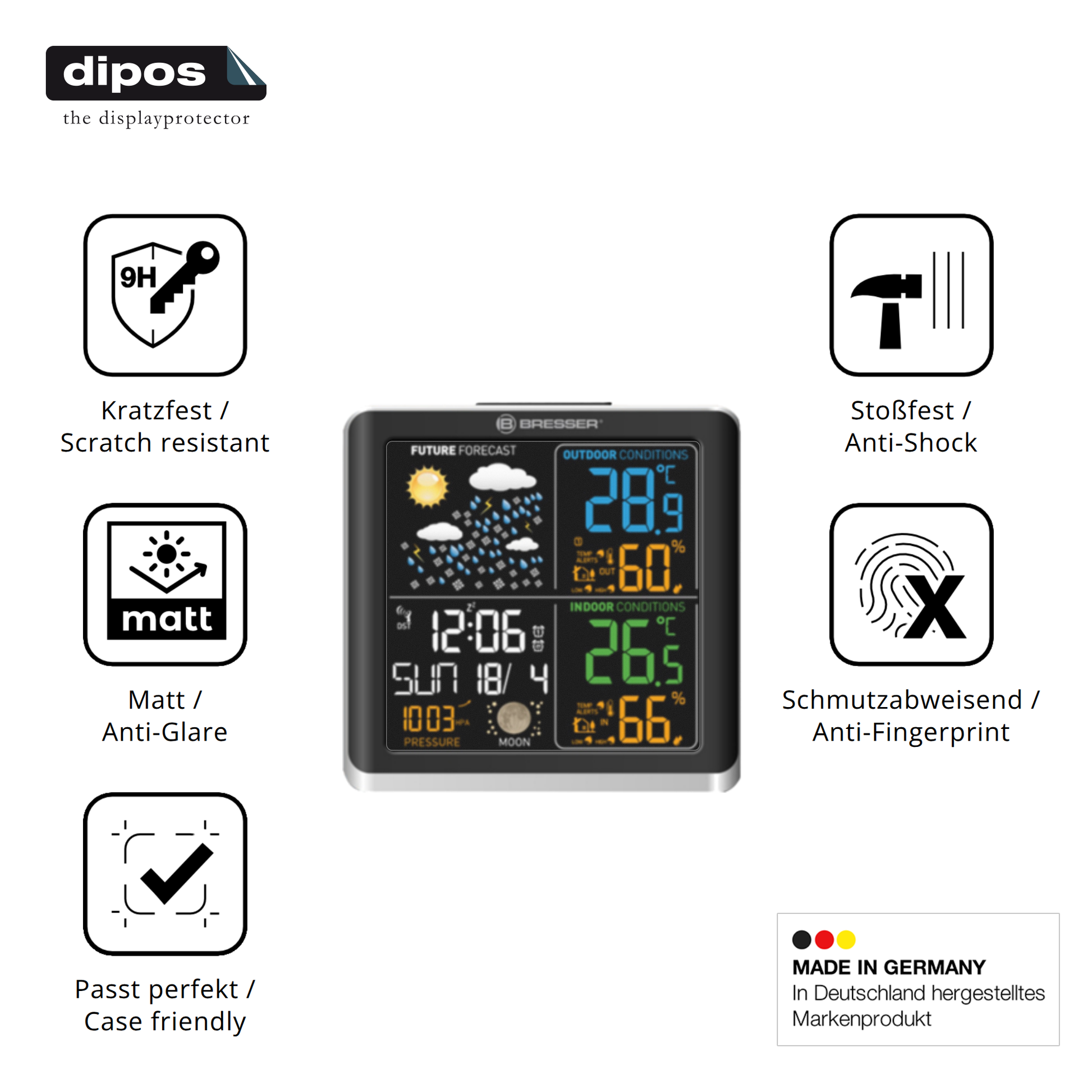Displayschutz hergestellt in Deutschland, höchste Qualität made in Germany