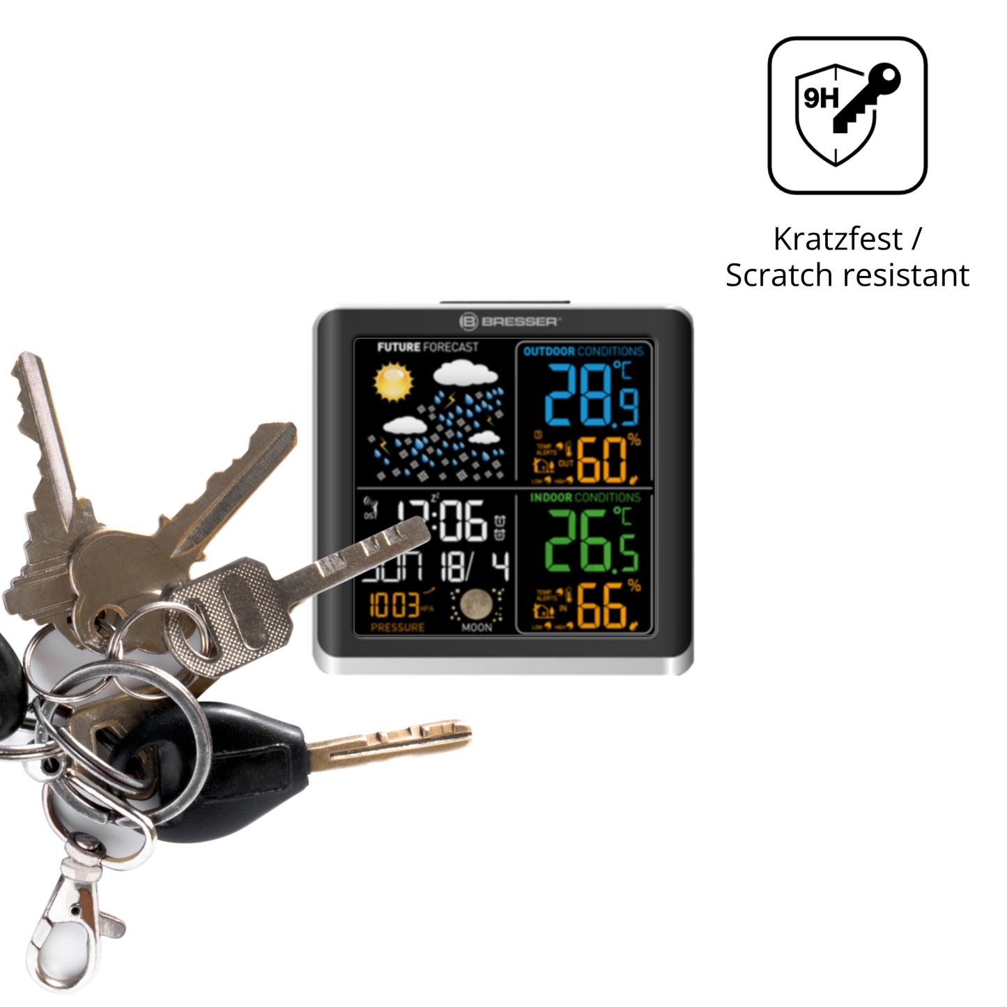 dipos Displayschutz für Bresser ClimaTemp Digital, transparente Oberfläche, perfekte Passform auch für die Rundungen