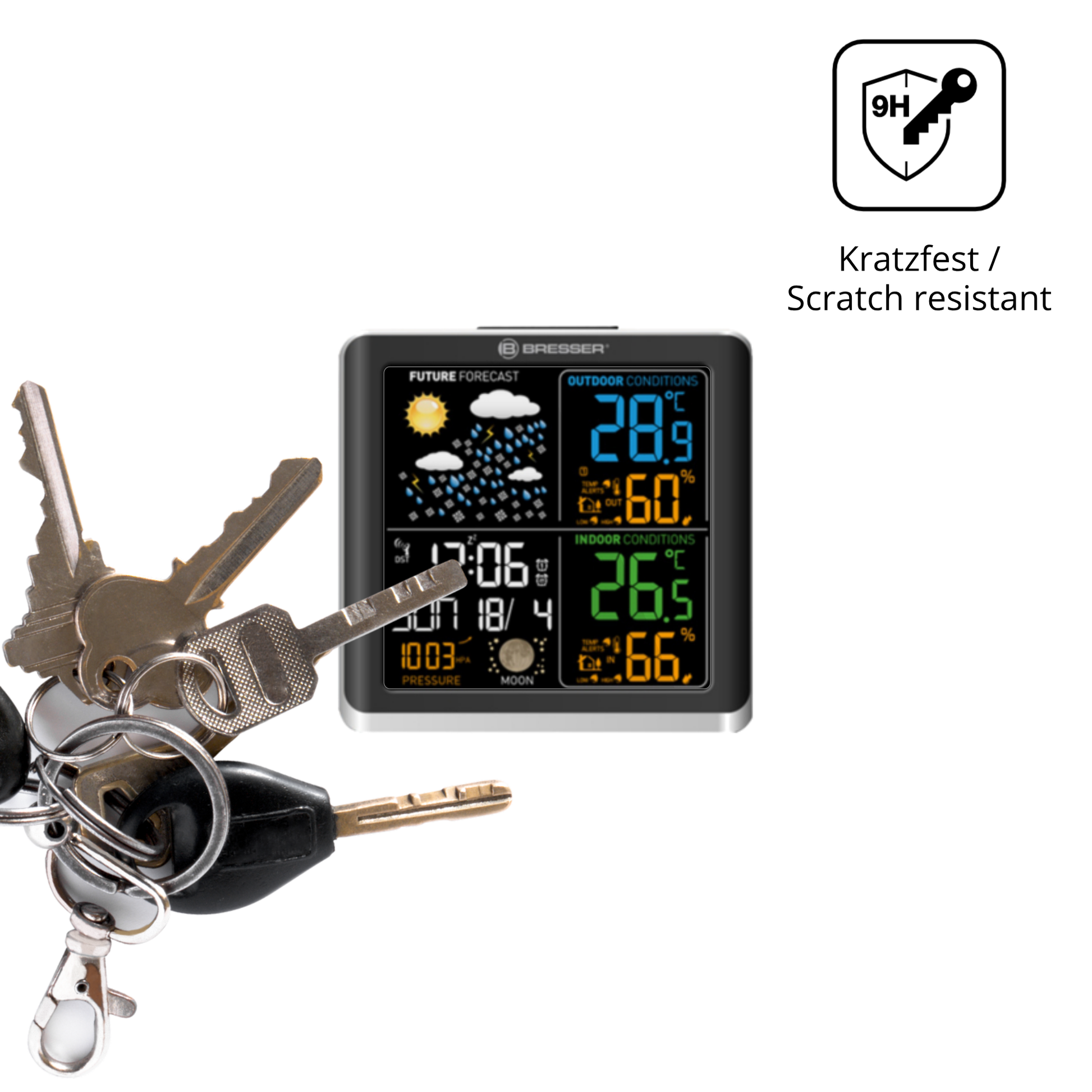 dipos Displayschutz für Bresser ClimaTemp Digital, transparente Oberfläche, perfekte Passform auch für die Rundungen