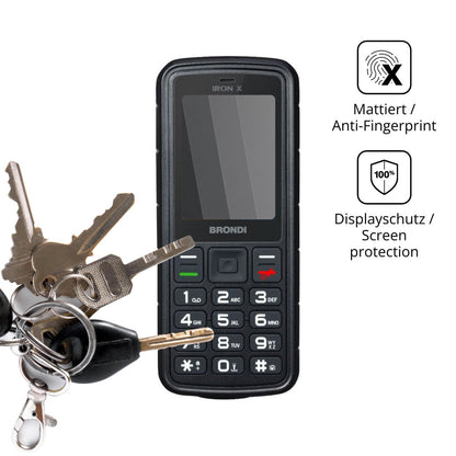 dipos Displayschutz für Brondi Iron X, mattierte Oberfläche, Blickschutzfilter und perfekter Passform