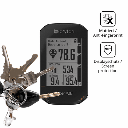 dipos Displayschutz für Bryton Rider 420, mattierte Oberfläche, Blickschutzfilter und perfekter Passform