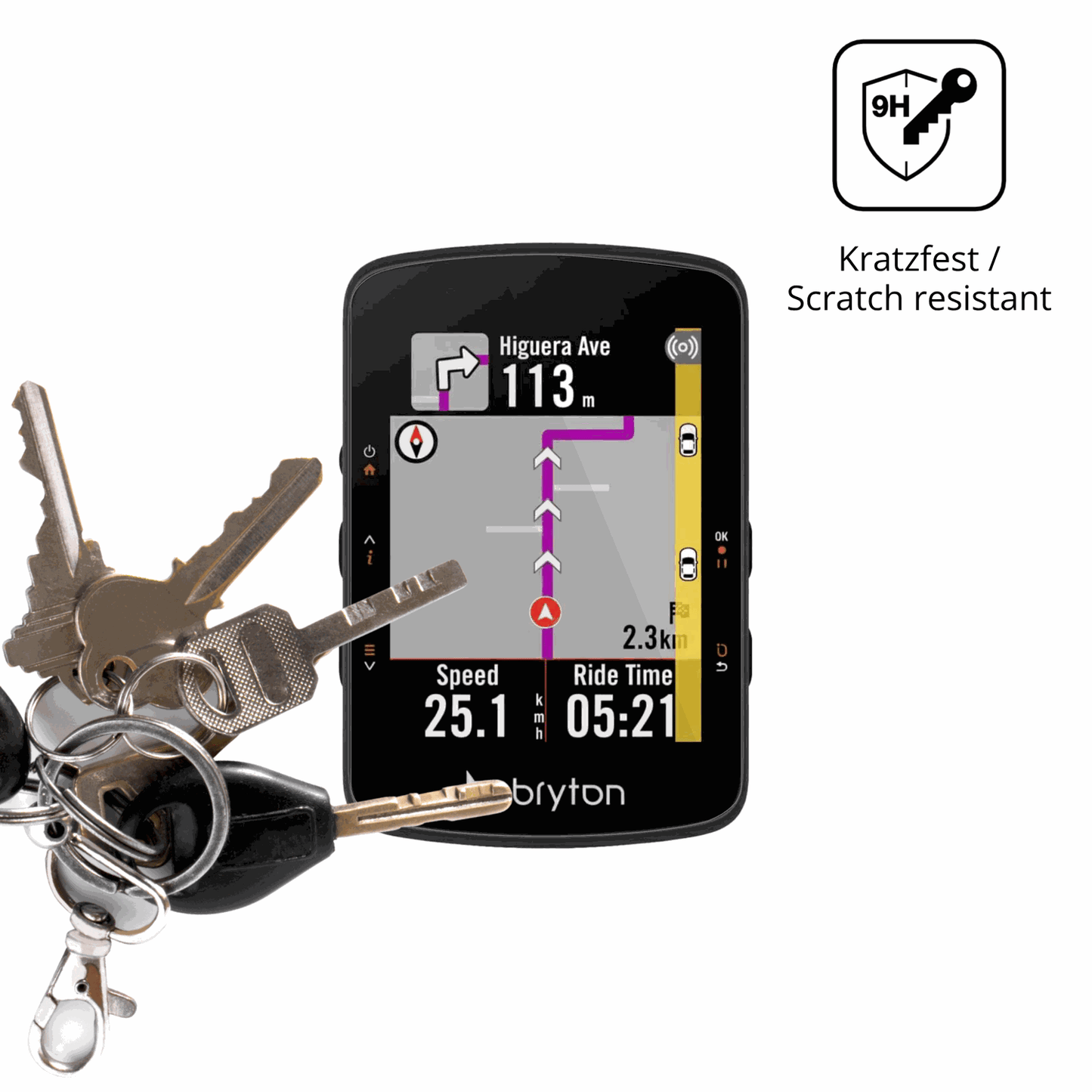 dipos Displayschutz für Bryton Rider 550, transparente Oberfläche, perfekte Passform auch für die Rundungen