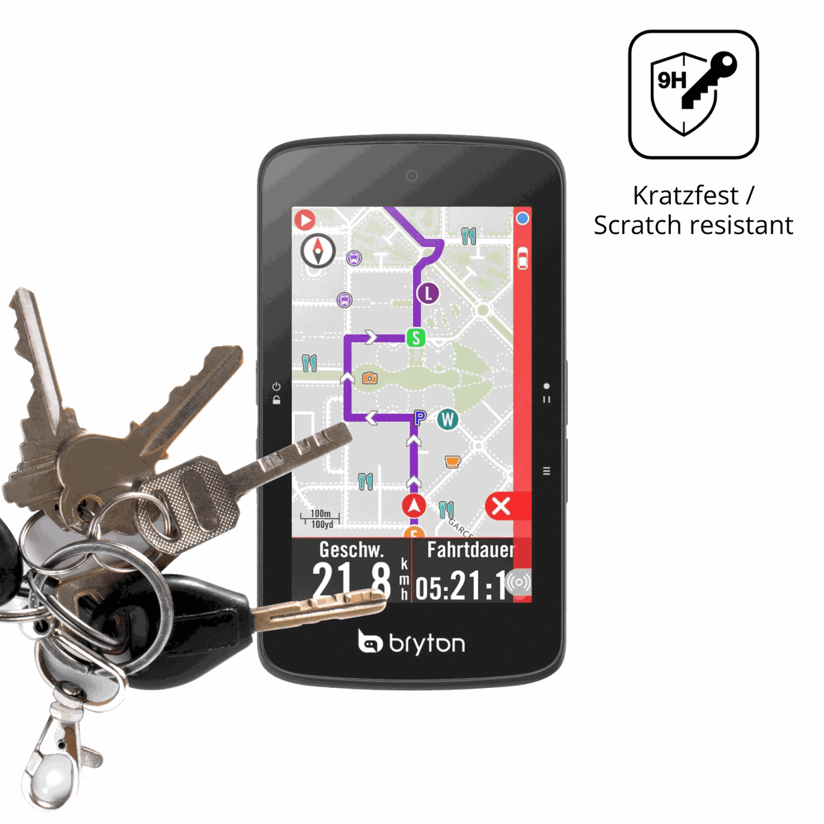 dipos Displayschutz für Bryton Rider S800, mattierte Oberfläche, robuste Festigkeit und perfekte Passform