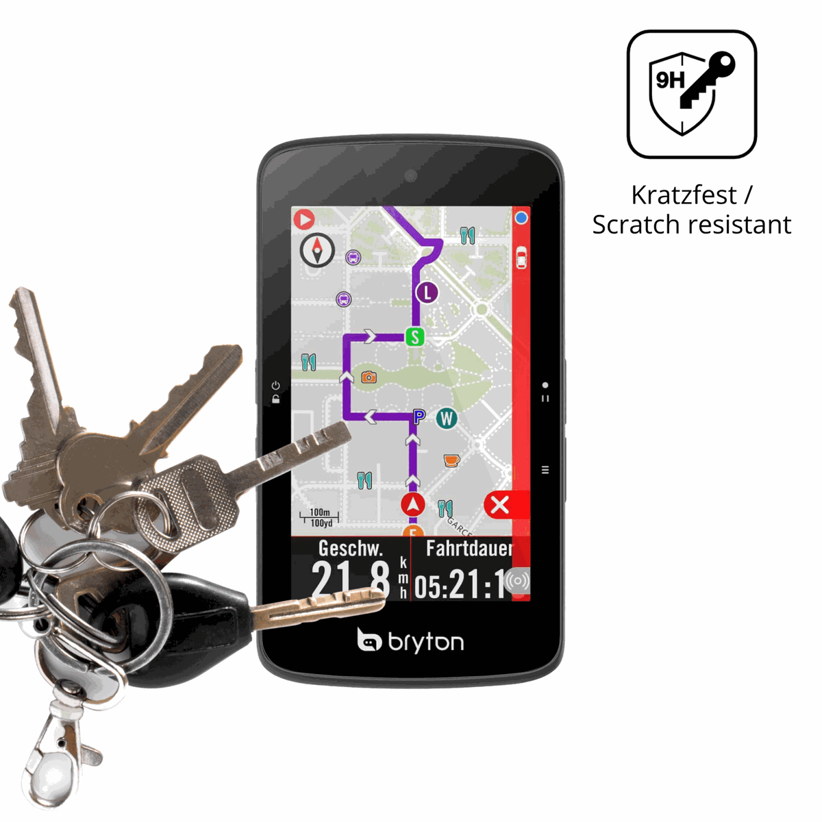 dipos Displayschutz für Bryton Rider S800, transparente Oberfläche, perfekte Passform auch für die Rundungen