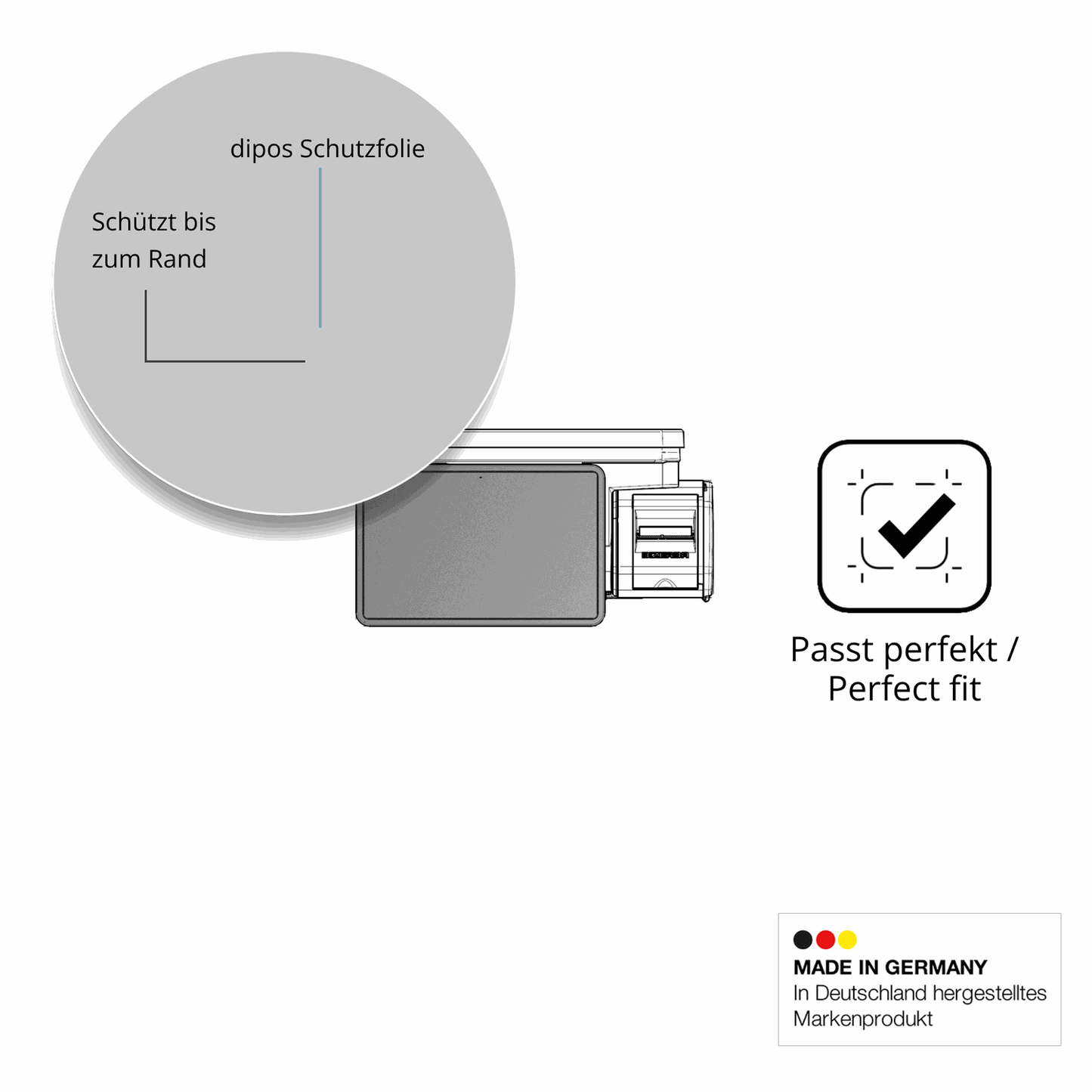 Schutz gegen Kratzer auf dem Bizerba Q1 pro 100 12.1 Zoll Glas durch Schlüssel oder Ähnliches