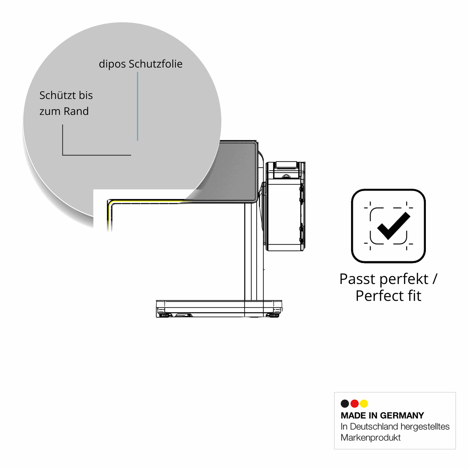 Schutz gegen Kratzer auf dem Bizerba Q1 pro 400 12.1 Zoll Glas durch Schlüssel oder Ähnliches