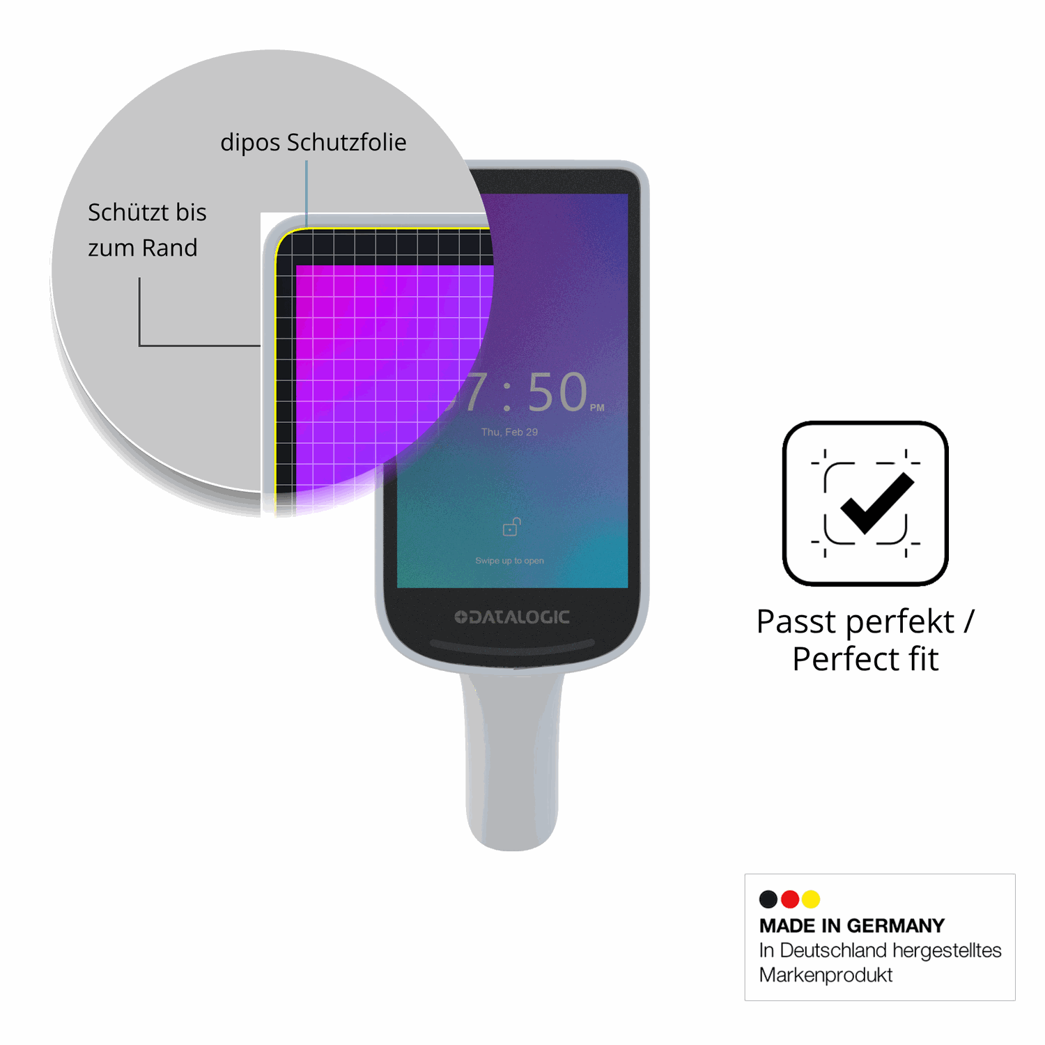 Schutz gegen Kratzer auf dem Datalogic Joya Smart Smart Plus Glas durch Schlüssel oder Ähnliches