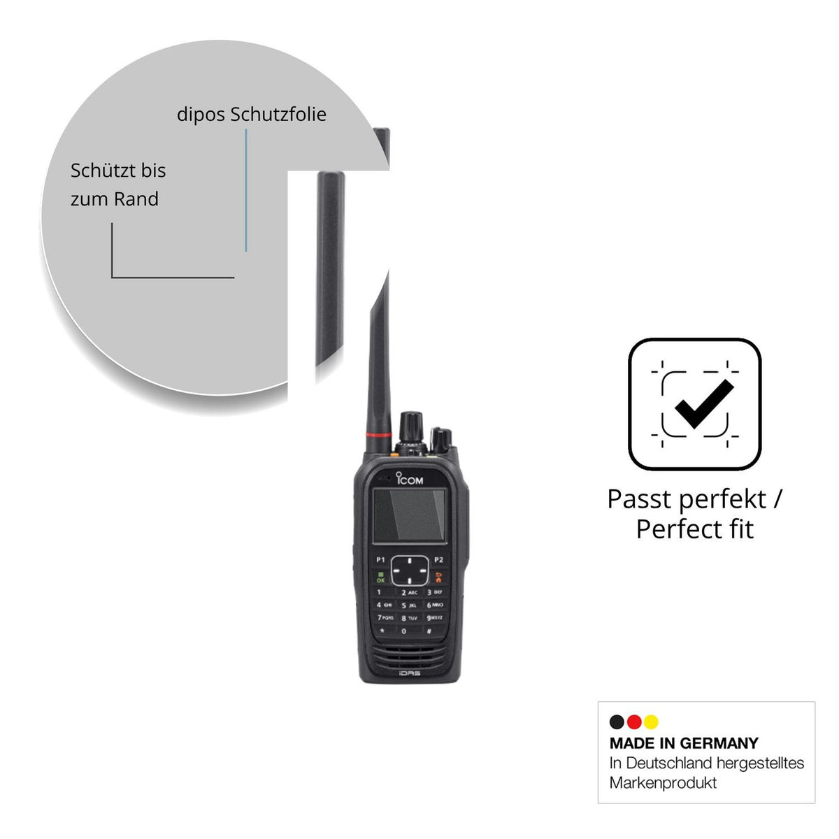 Schutz gegen Kratzer auf dem Icom IC-F4400DT Glas durch Schlüssel oder Ähnliches