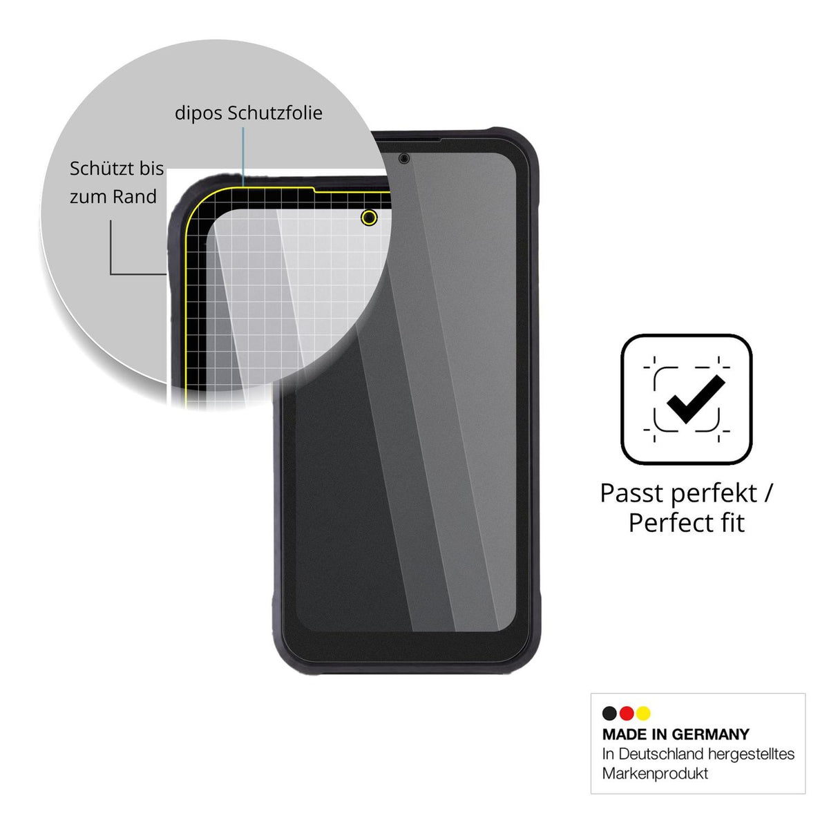 Schutz gegen Kratzer auf dem JCB Toughphone E50 Glas durch Schlüssel oder Ähnliches