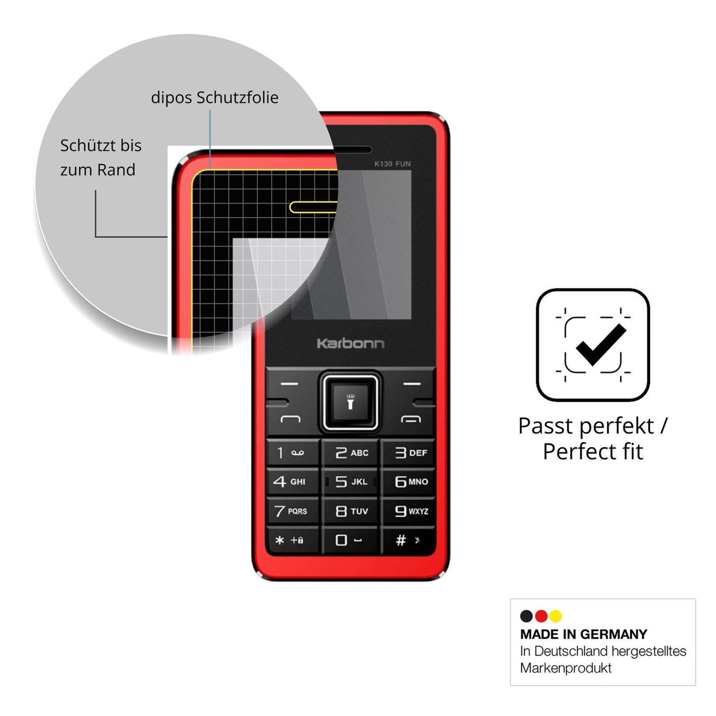 Schutz gegen Kratzer auf dem Karbonn K130 Fun Glas durch Schlüssel oder Ähnliches
