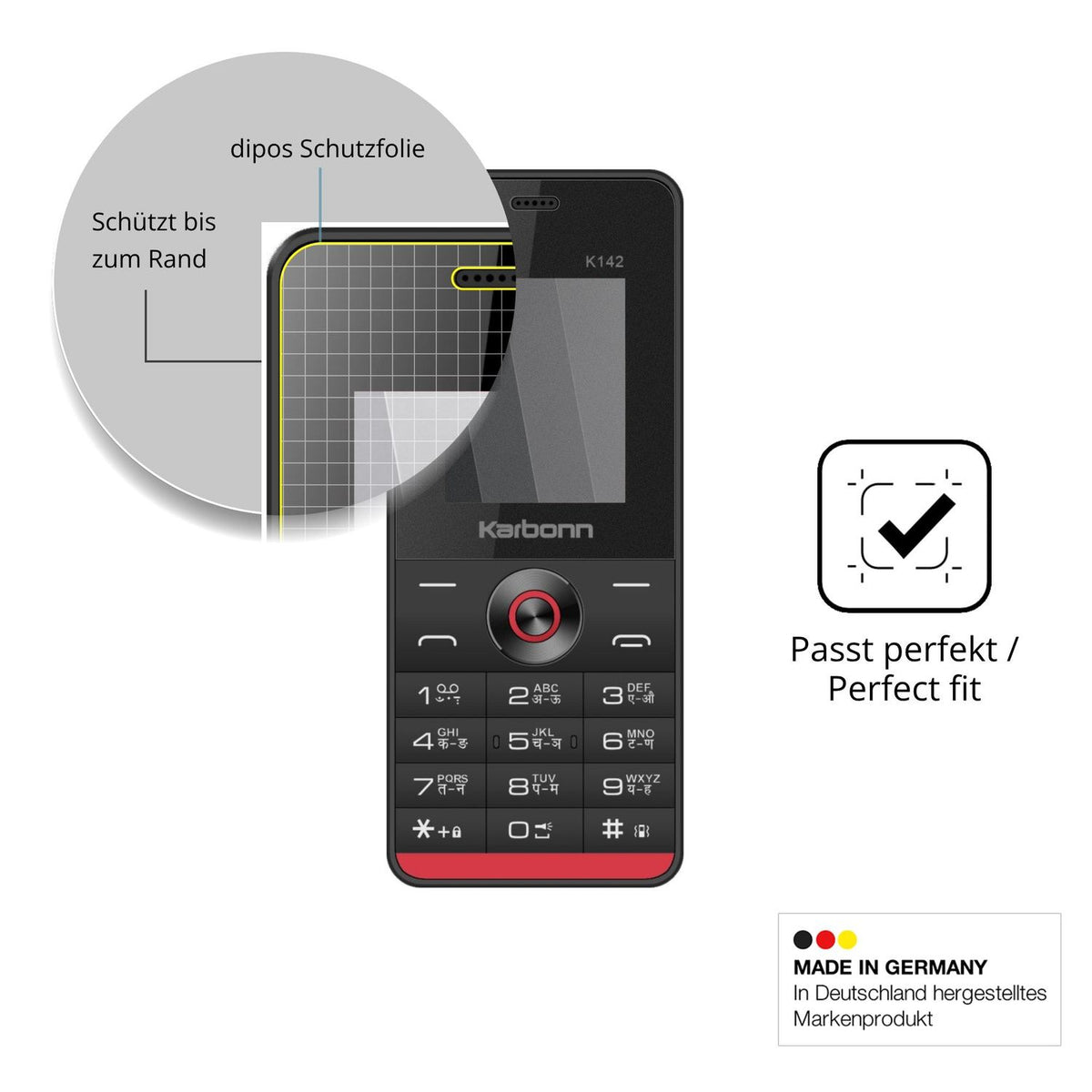 Schutz gegen Kratzer auf dem Karbonn K142 Glas durch Schlüssel oder Ähnliches