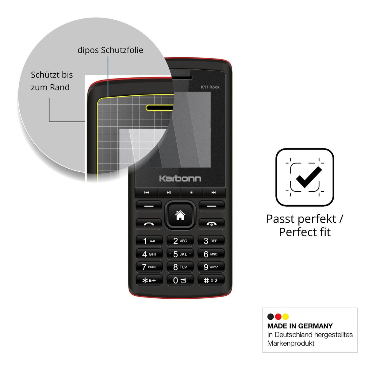 Schutz gegen Kratzer auf dem Karbonn K17 Rock Glas durch Schlüssel oder Ähnliches