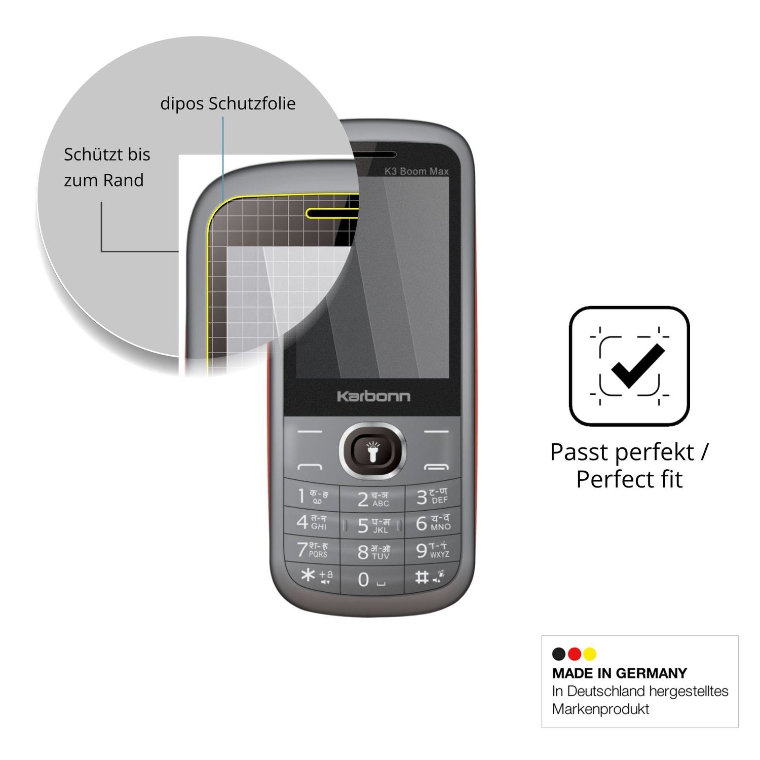 Schutz gegen Kratzer auf dem Karbonn K3 Boom Max Glas durch Schlüssel oder Ähnliches