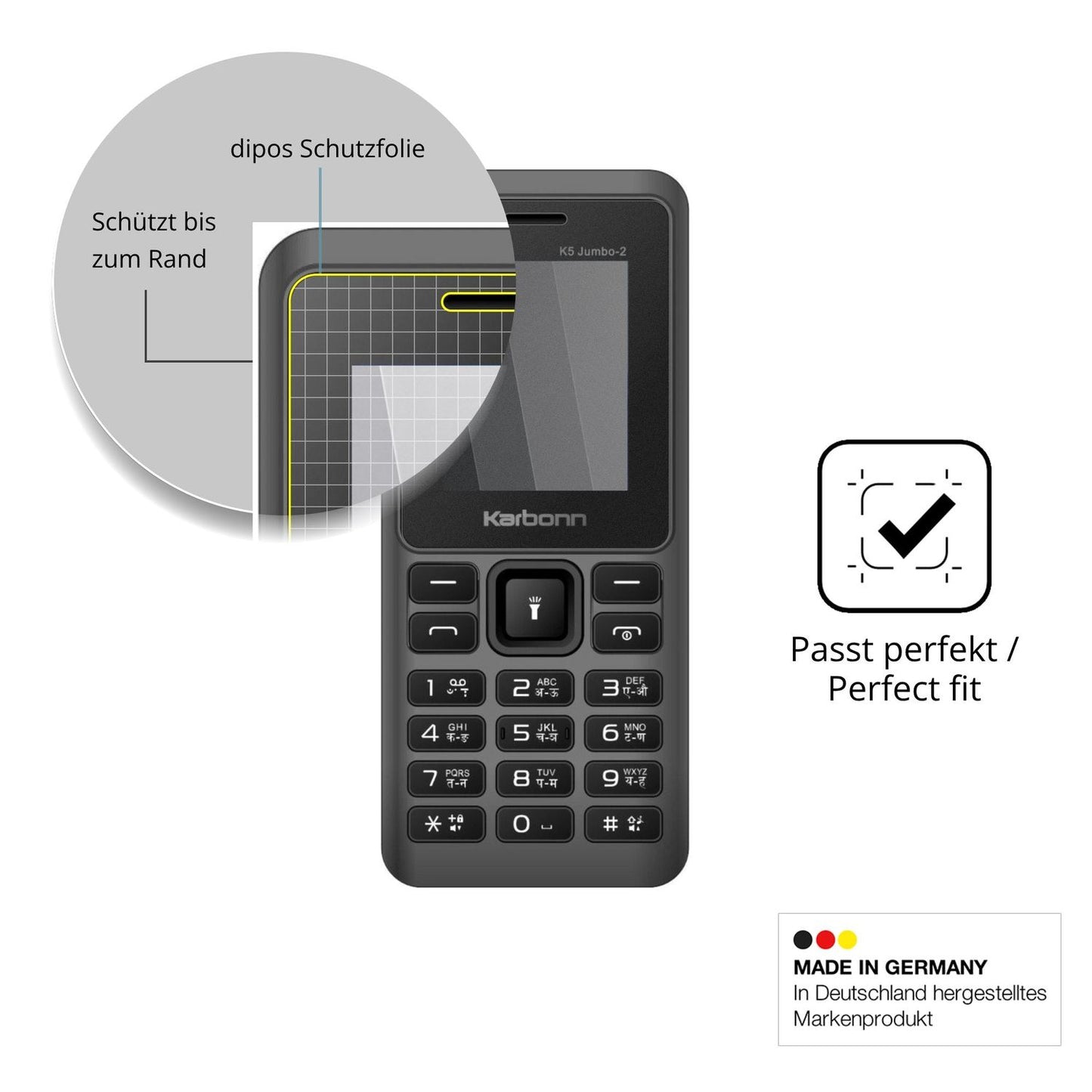 Schutz gegen Kratzer auf dem Karbonn K5 Jumbo 2 Glas durch Schlüssel oder Ähnliches