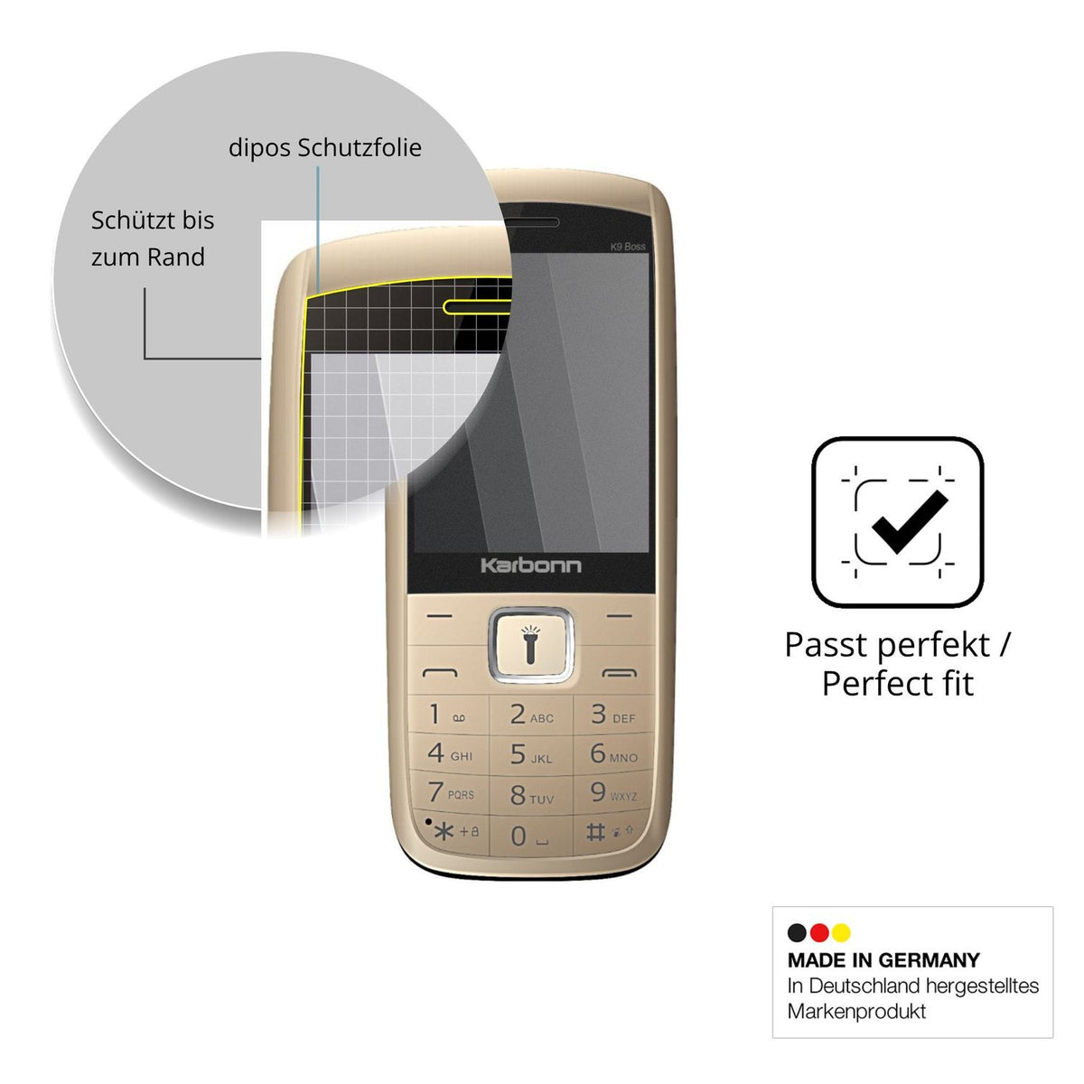 Schutz gegen Kratzer auf dem Karbonn K9 Boss Glas durch Schlüssel oder Ähnliches