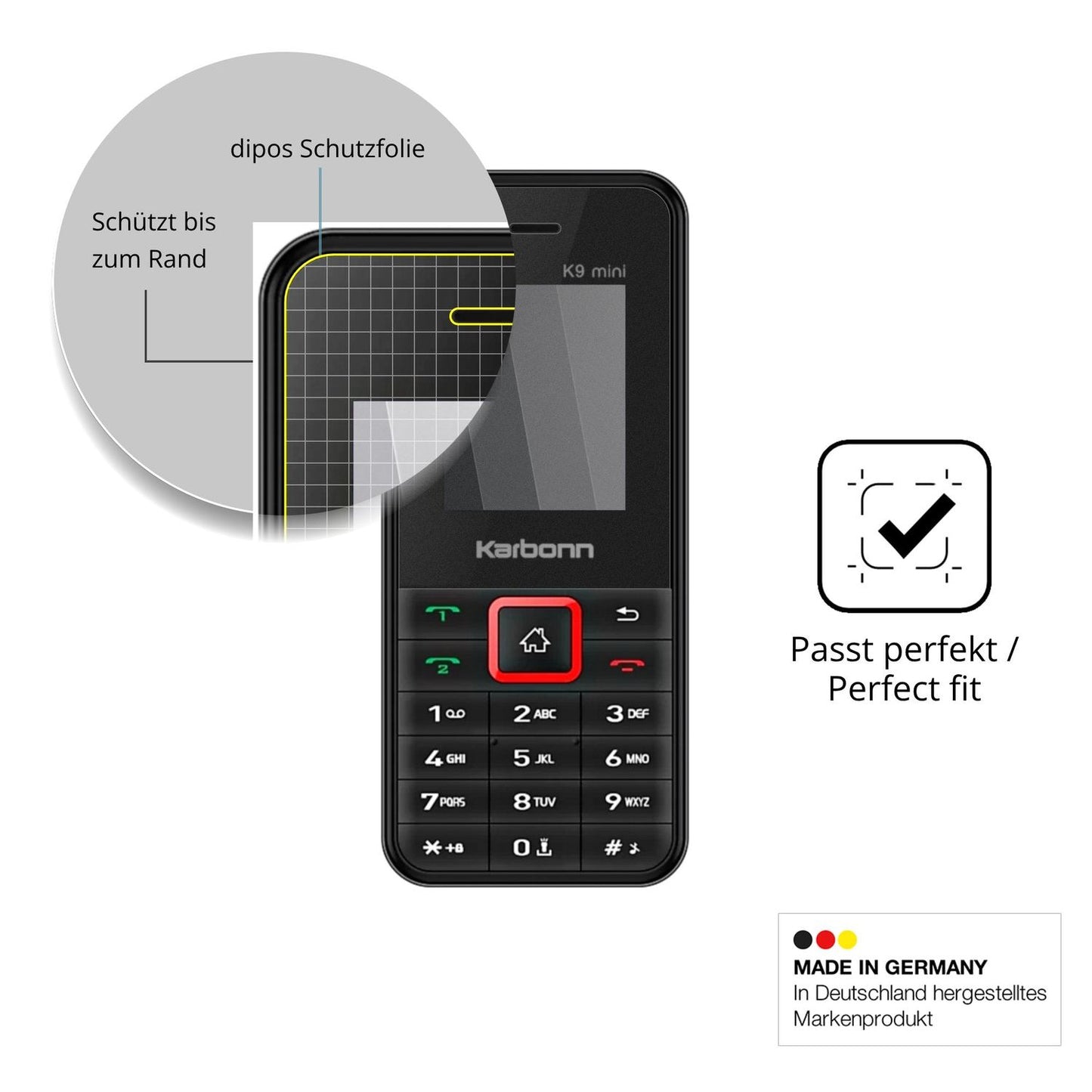 Schutz gegen Kratzer auf dem Karbonn K9 Mini Glas durch Schlüssel oder Ähnliches