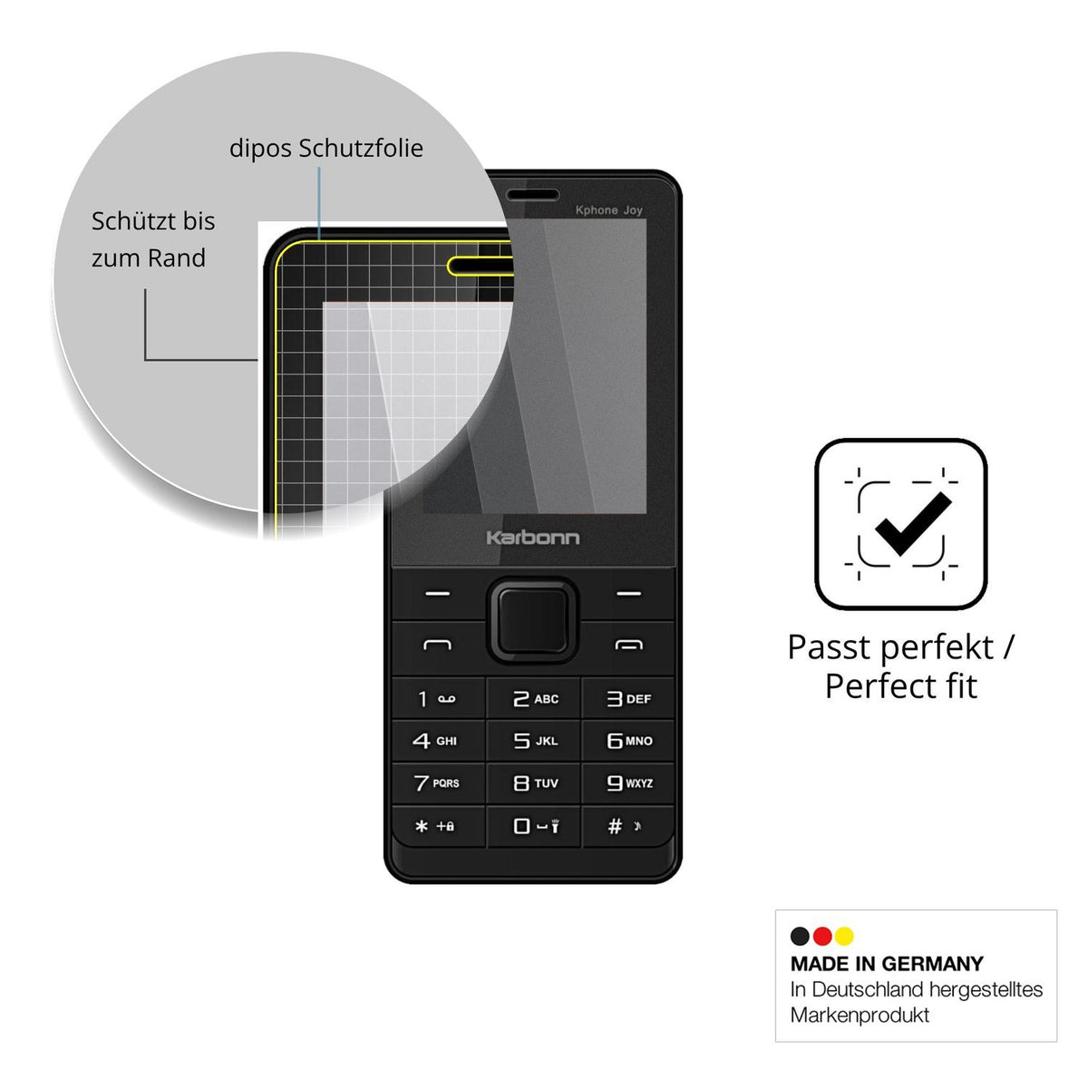 Schutz gegen Kratzer auf dem Karbonn Kphone Joy Glas durch Schlüssel oder Ähnliches