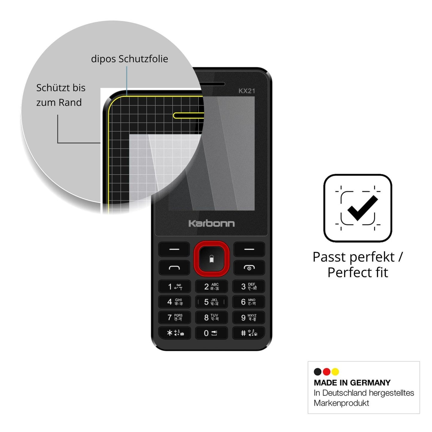 Schutz gegen Kratzer auf dem Karbonn KX21 Glas durch Schlüssel oder Ähnliches