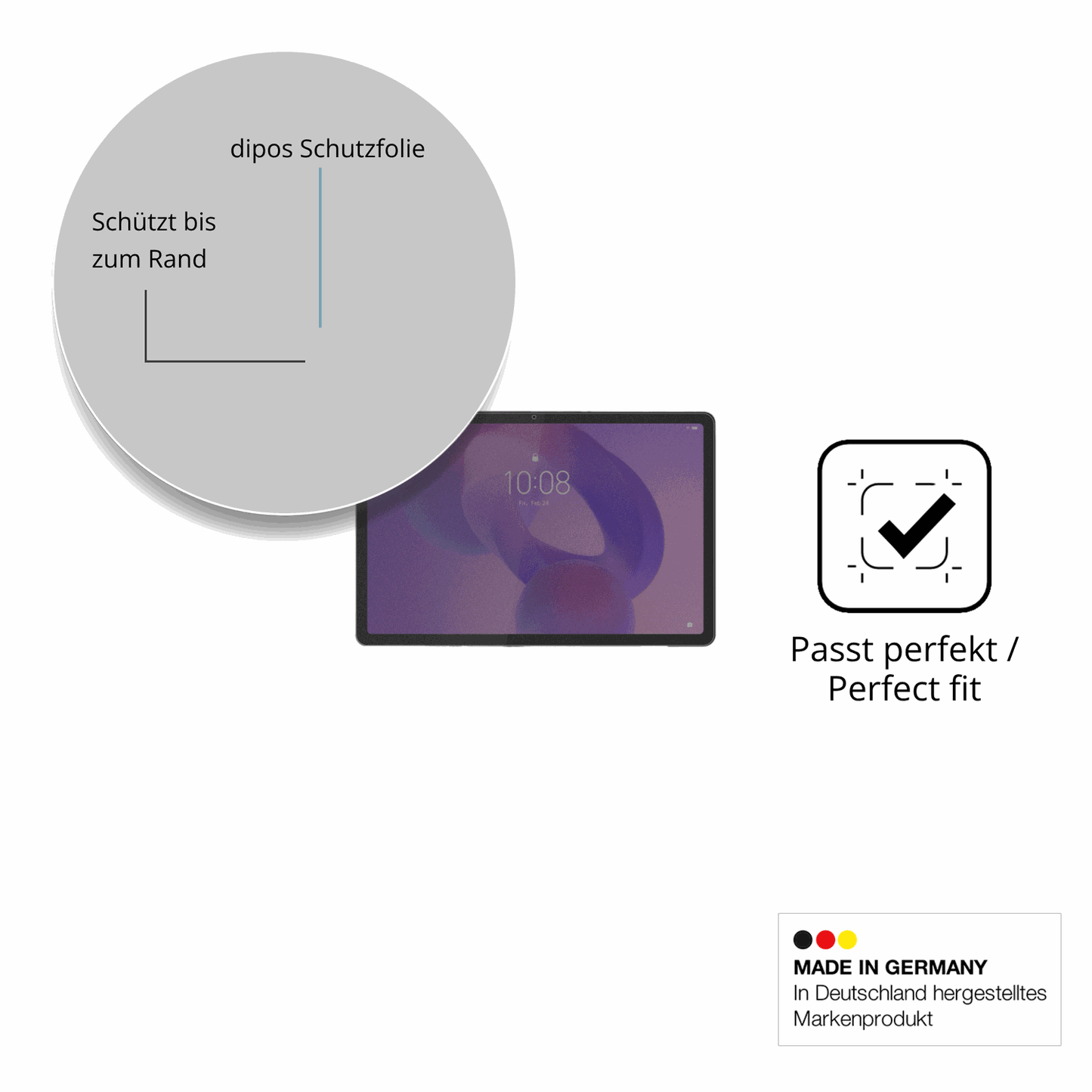 Schutz gegen Kratzer auf dem Lenovo Tab K11 2. Gen TB336ZU Glas durch Schlüssel oder Ähnliches