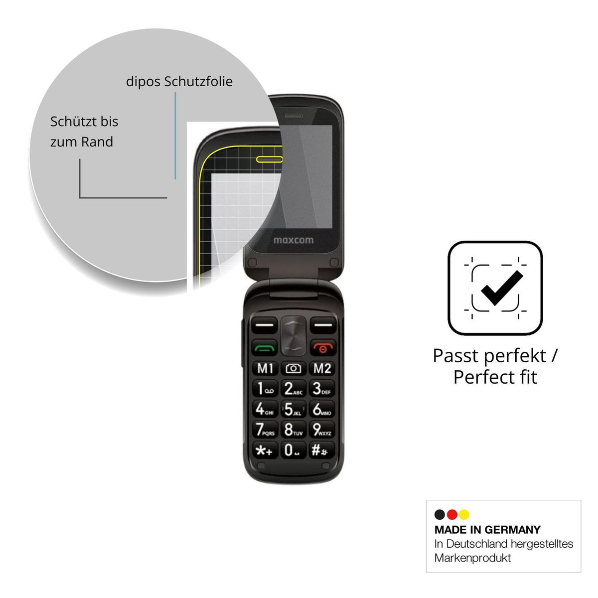 Schutz gegen Kratzer auf dem MaxCom Comfort MM834 4G Glas durch Schlüssel oder Ähnliches
