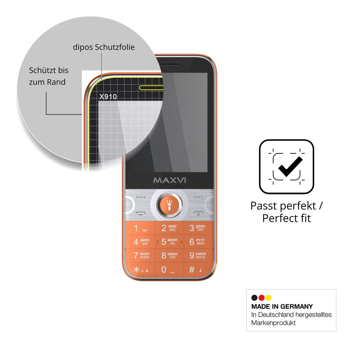 Schutz gegen Kratzer auf dem Maxvi X910 Glas durch Schlüssel oder Ähnliches