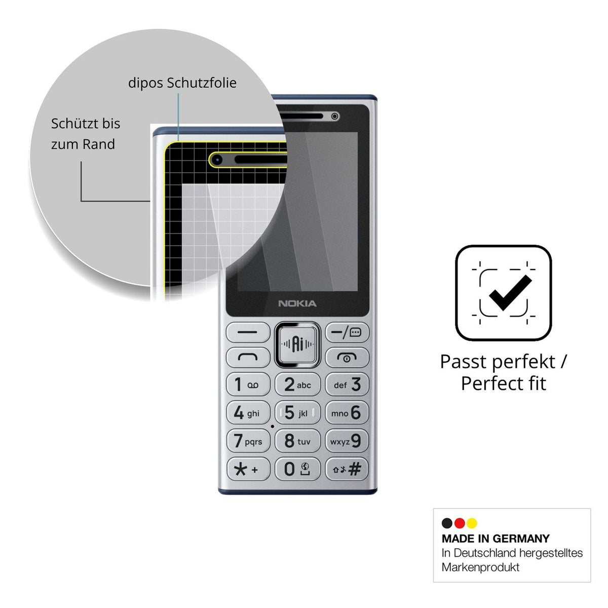 Schutz gegen Kratzer auf dem Nokia 210 4G Glas durch Schlüssel oder Ähnliches