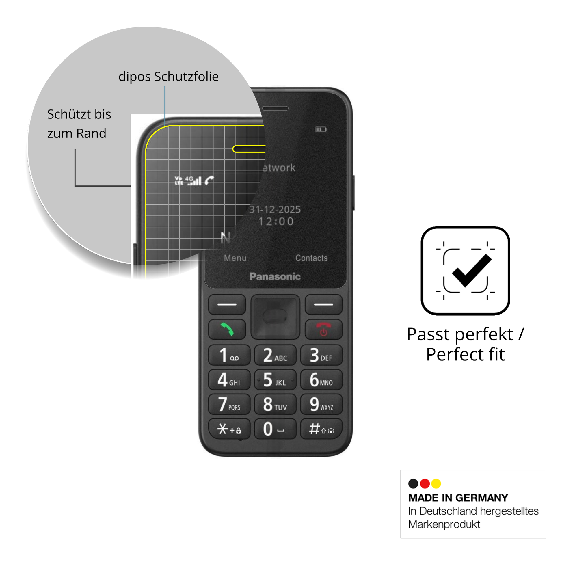 Schutz gegen Kratzer auf dem Panasonic KX-TU260 Glas durch Schlüssel oder Ähnliches