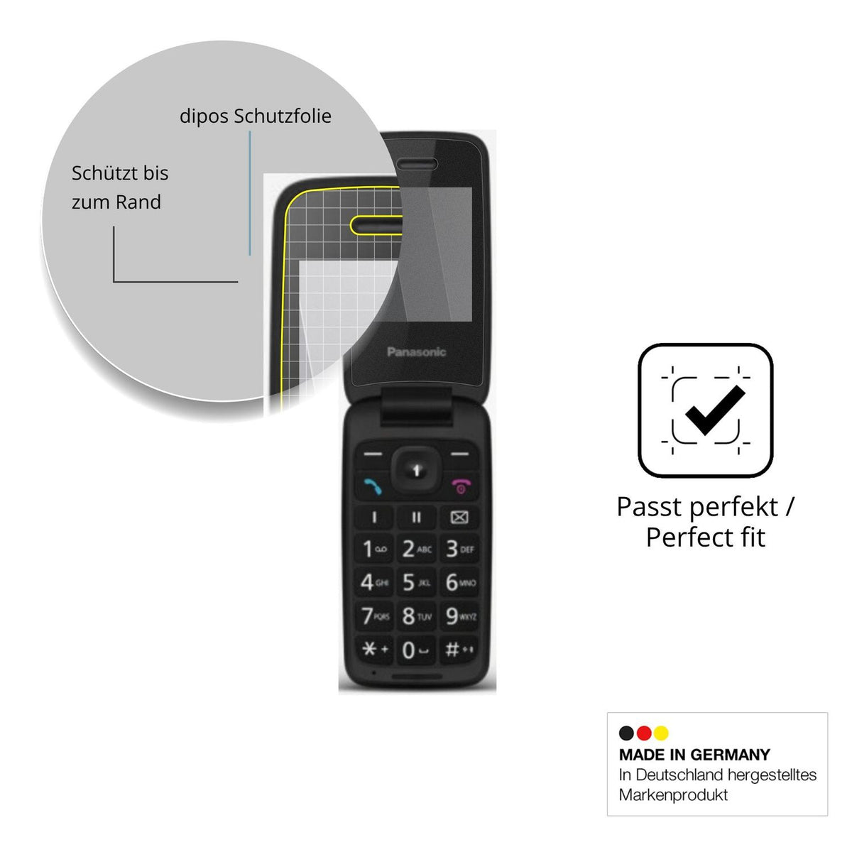 Schutz gegen Kratzer auf dem Panasonic KX-TU410 Glas durch Schlüssel oder Ähnliches