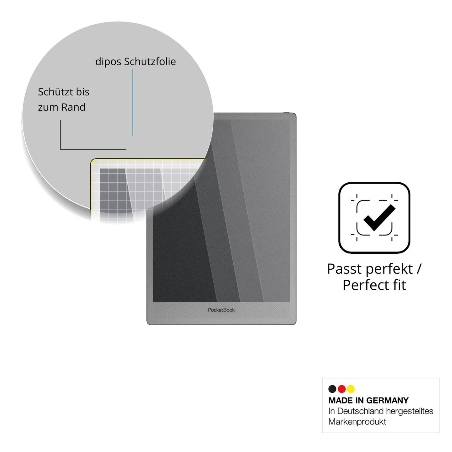 Schutz gegen Kratzer auf dem PocketBook InkPad One Glas durch Schlüssel oder Ähnliches
