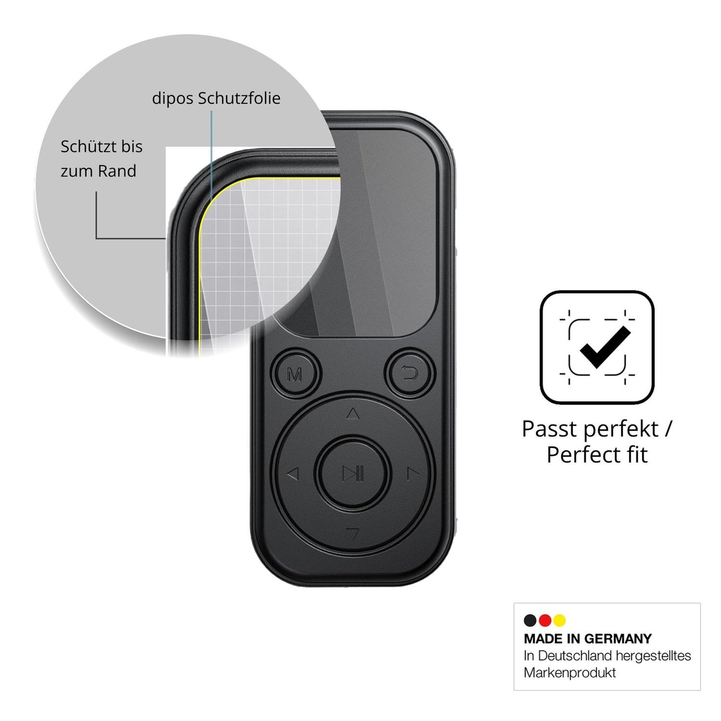 Schutz gegen Kratzer auf dem RWSRW MP3-H01 Glas durch Schlüssel oder Ähnliches