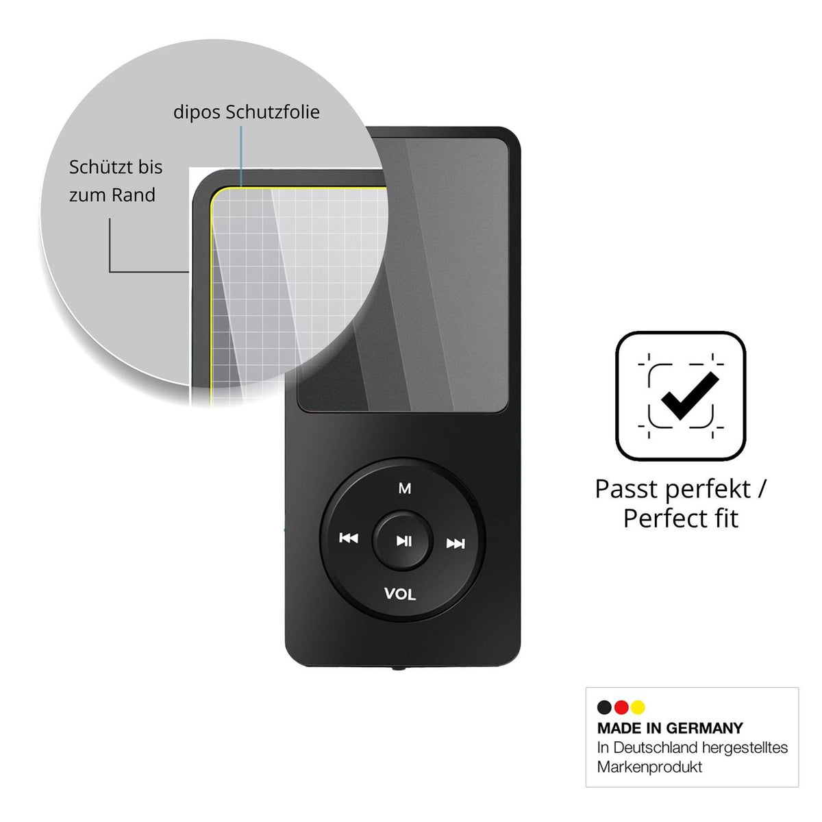 Schutz gegen Kratzer auf dem Tarswesi BFQ-LCT01 MP3-Player Glas durch Schlüssel oder Ähnliches