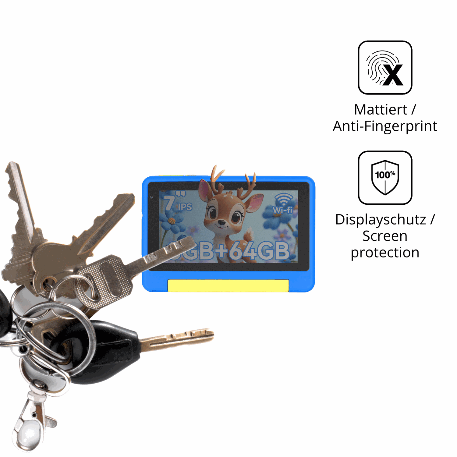 dipos Displayschutz für Bufo Kids Tablet 7 Zoll, mattierte Oberfläche, Blickschutzfilter und perfekter Passform