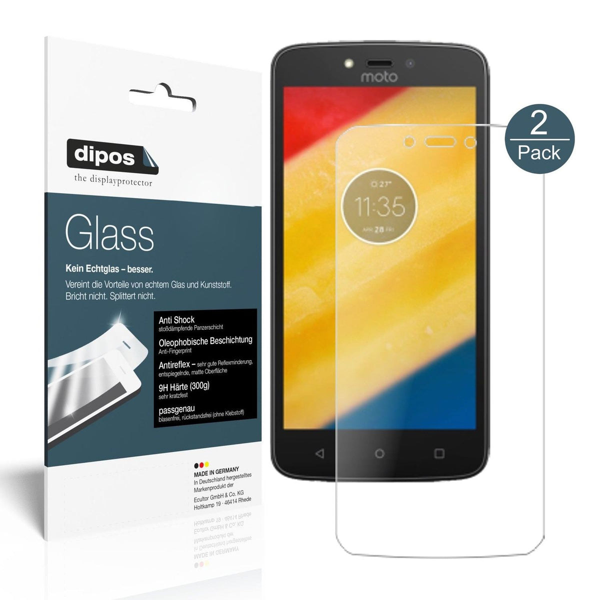 2x Screen Protector for Lenovo Moto C Plus matte Flexible Glass 9H dipos
