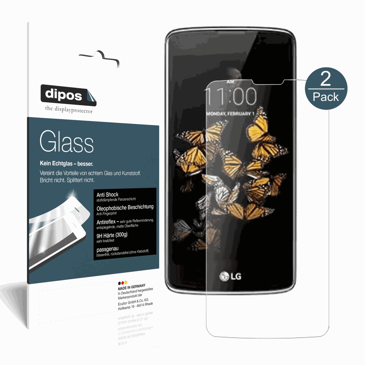 2x 9H Matte Screen Protector for LG K8 2017 – Anti-Glare, Shatterproof | dipos