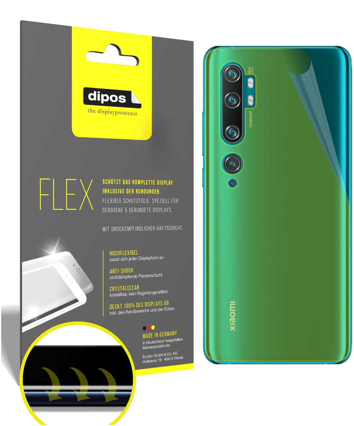 2x Screen Protector for Xiaomi Mi Note 10 Lite back Protective Film covers 100%