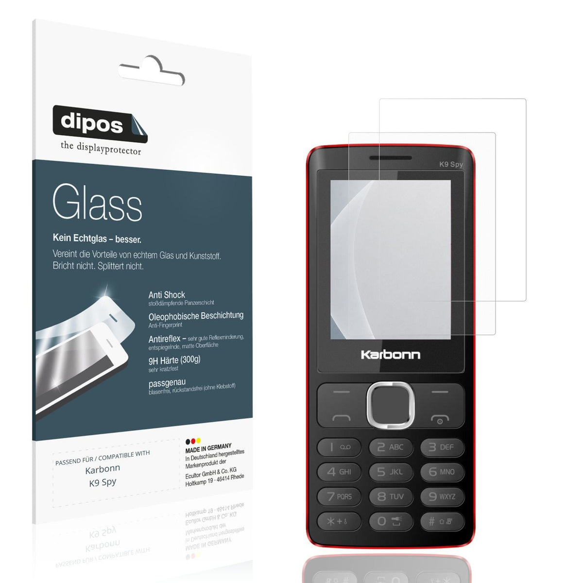 2x Screen Protector for Karbonn K9 Spy matte Flexible Glass 9H dipos