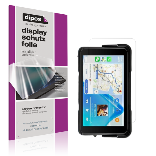 Klare Displayschutzfolie von dipos passend für camechomotorrad carplay 5 zoll, präziser Zuschnitt und blasenfrei montiert