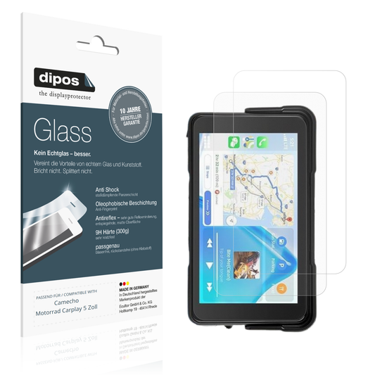 Matte Displayschutzfolie von dipos passend für camechomotorrad carplay 5 zoll, 9H kratzfest und blasenfrei montiert