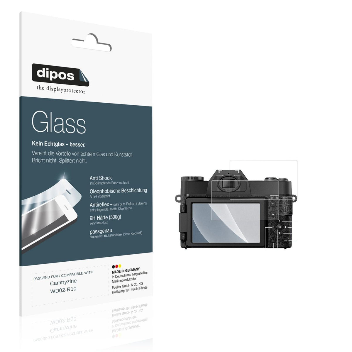2x Screen Protector for Camtryzine WD02-R10 matte Flexible Glass 9H dipos
