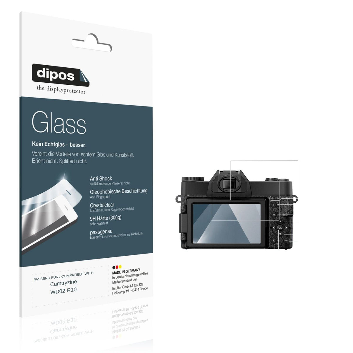 2x Screen Protector for Camtryzine WD02-R10 Flexible Glass 9H dipos