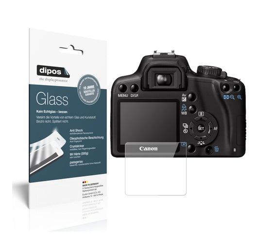 Klare Displayschutzfolie von dipos passend für Canon EOS 1000D, 9H kratzfest und blasenfrei montiert