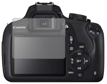 CanonEOS 1200D mit aufgebrachter dipos Displayschutzfolie, die lästige Fingerabdrücke minimiert