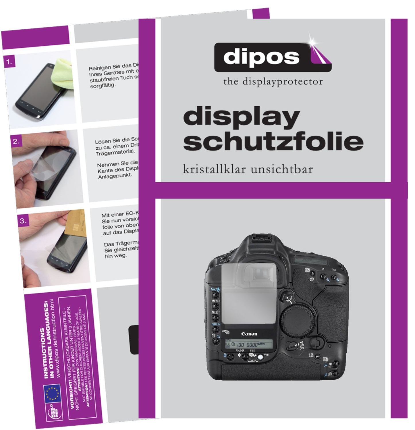 2x Screen Protector for Canon Eos 1DS Mark III Protection Crystal Clear dipos
