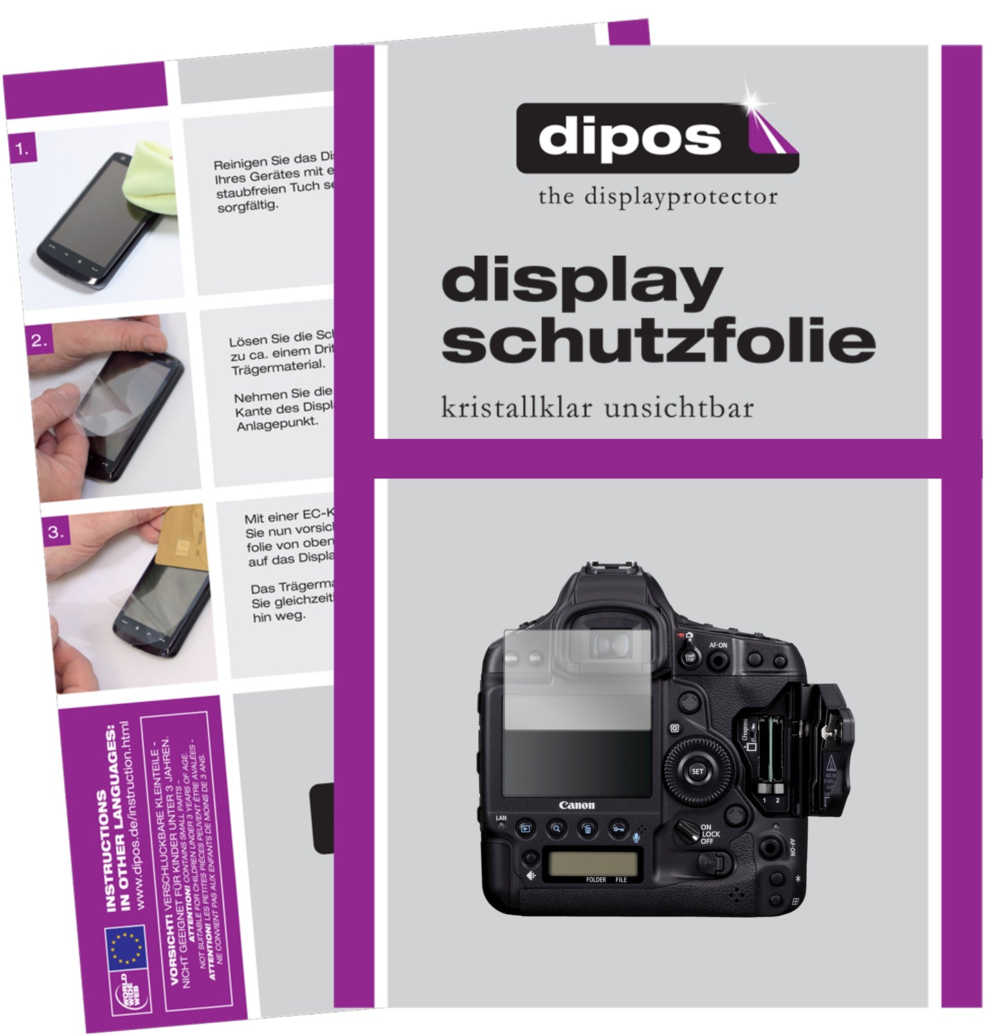 5x Schutzfolie klar für Canon Eos 1DX Display-Schutzfolie