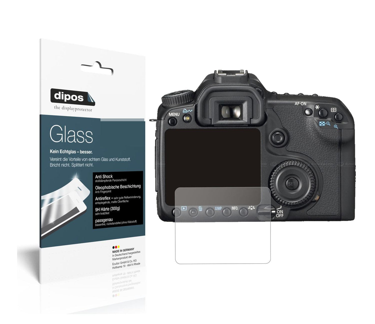 Matte Displayschutzfolie von dipos passend für Canon Eos 50D, 9H kratzfest und blasenfrei montiert