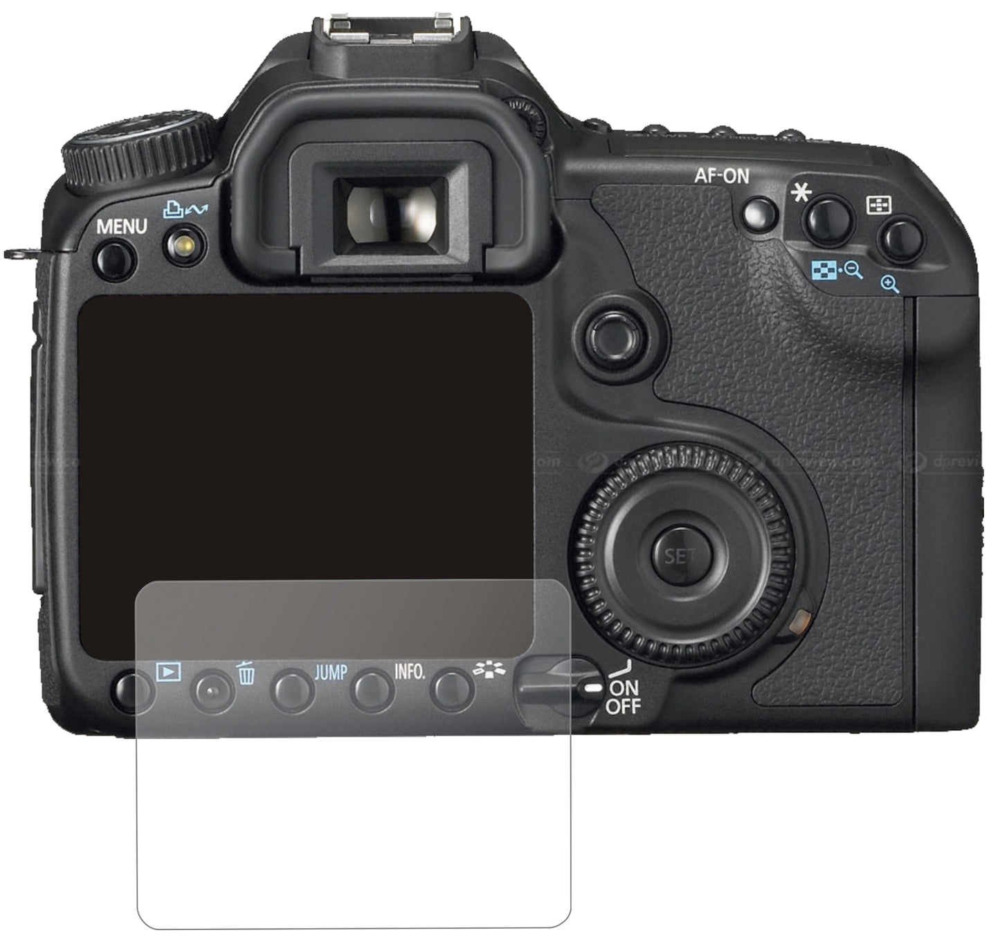 CanonEos 50D mit aufgebrachter dipos Panzerfolie, die lästige Fingerabdrücke minimiert