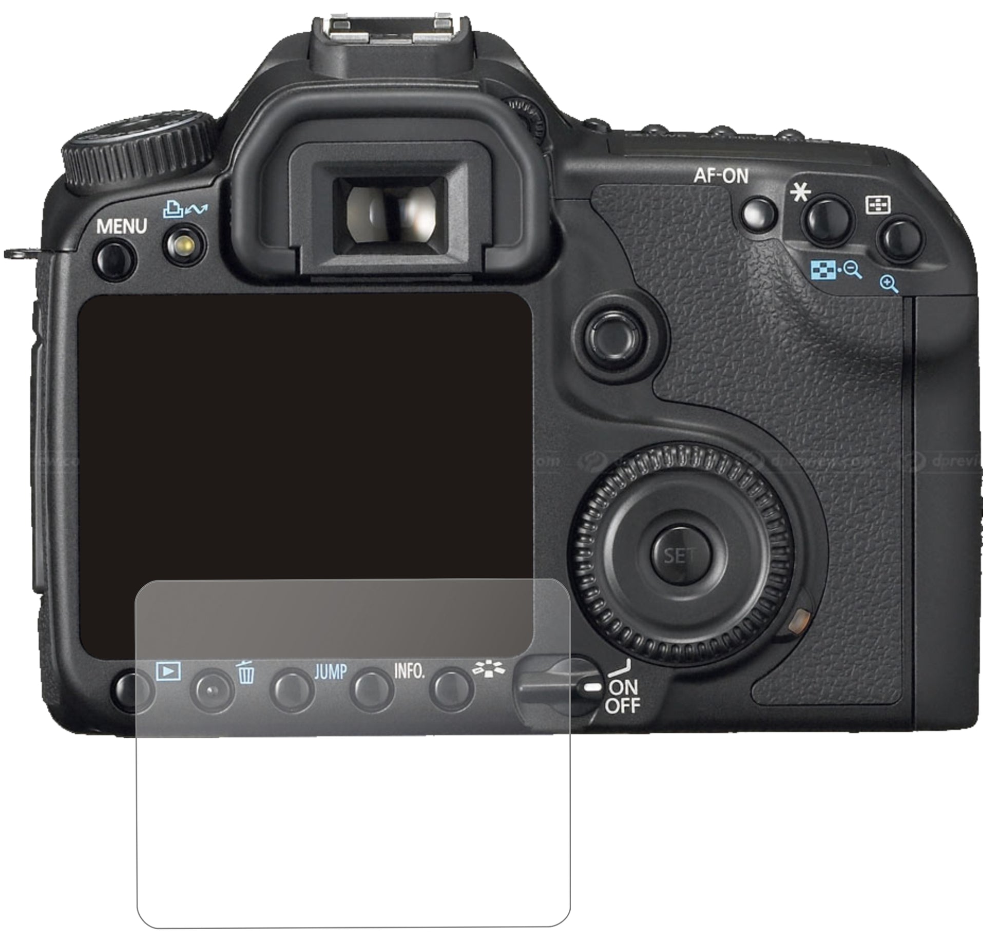 CanonEos 50D mit aufgebrachter dipos Panzerfolie, die lästige Fingerabdrücke minimiert