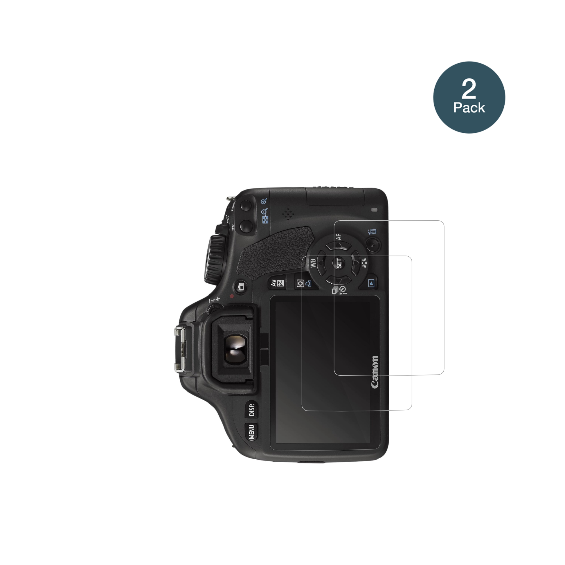 CanonEOS 550D mit aufgebrachter dipos Flex Schutzfolie, glasklare Darstellung ohne Einschränkungen
